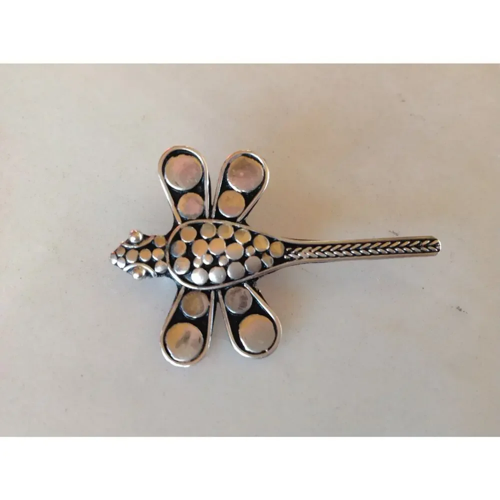 Sterling Silver DRAGONFLY Pin - Fine Detail Unique Artisan Handcrafted in Bali